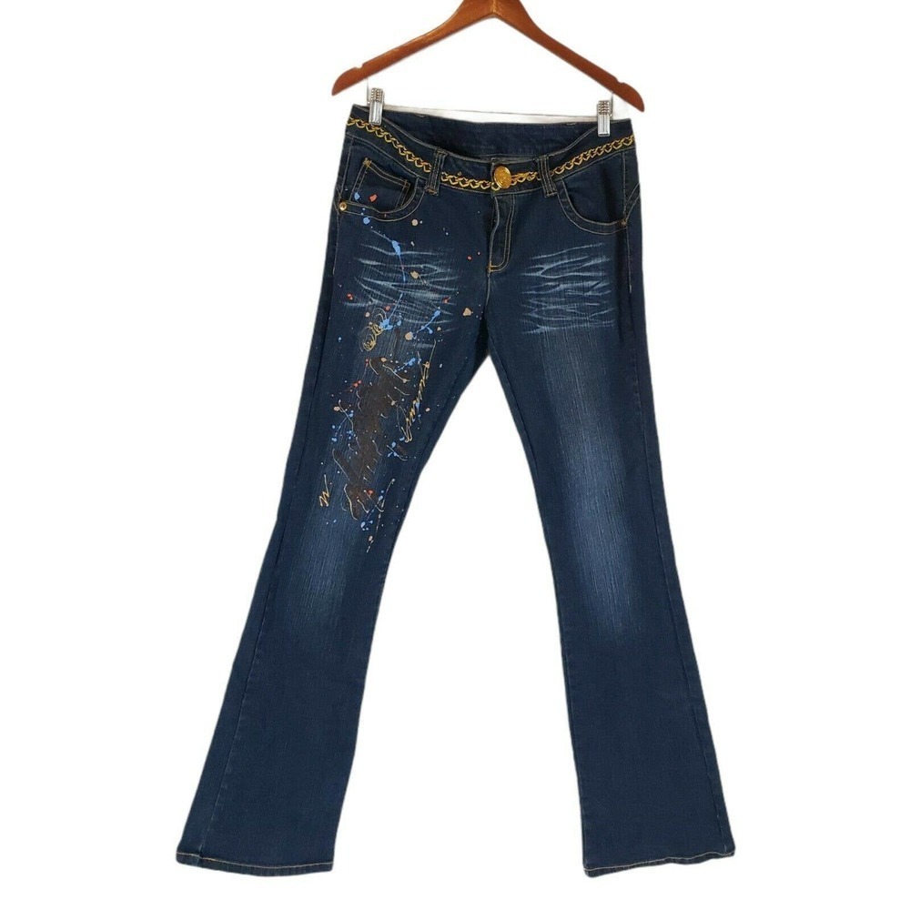 Miskeen Handpainted Splatter Womens Bootcut Jeans